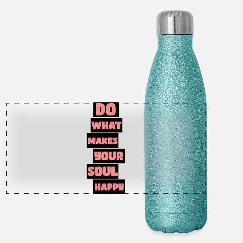 Was deine Seele glücklich macht Panorama Glitzer Isolierflasche 500 ml
