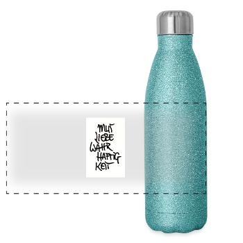 COURAGE, AMOUR, VÉRACITÉ - Gourde isotherme panoramique pailletée 500 ml - paillettes bleues - Devant
