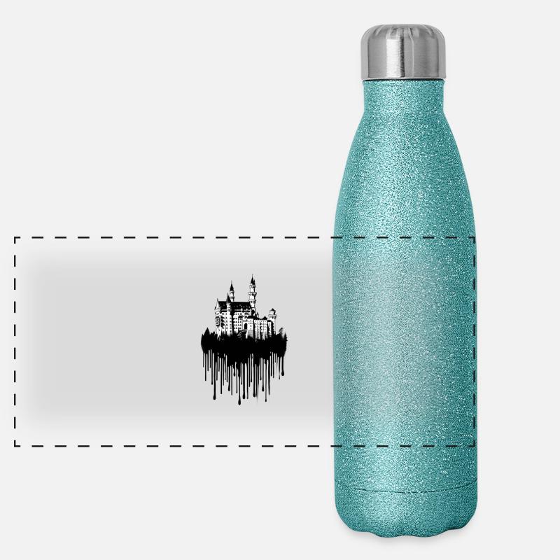 Château de Neuschwanstein Attractions allemandes Gourde isotherme panoramique pailletée 500 ml