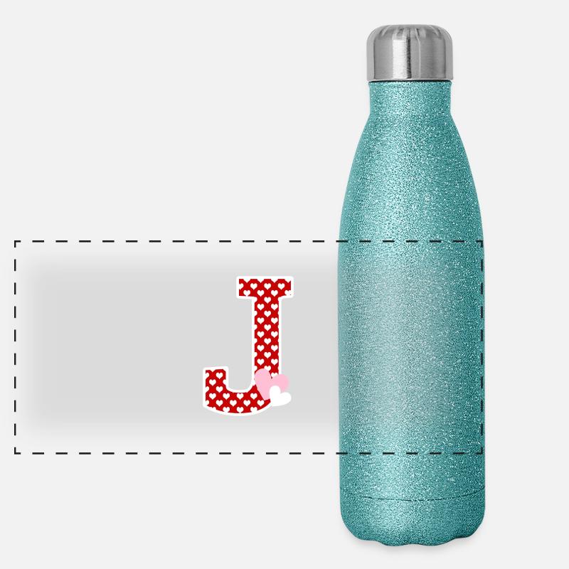 Letter j heart Panoramic Glitter Thermal Bottle 500 ml