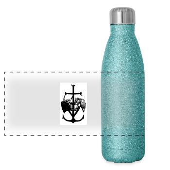 camargue - Gourde isotherme panoramique pailletée 500 ml - paillettes bleues - Devant