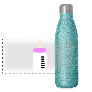 Bébé 2025 Naissance Fille Rose Famille - Gourde isotherme panoramique pailletée 500 ml - paillettes bleues - Devant