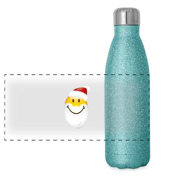 Smiley Glossy Santa - Panoramic Glitter Thermal Bottle 500 ml - blue glitter - Front