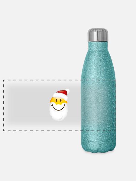 Smiley Glossy Santa - Panoramic Glitter Thermal Bottle 500 ml - blue glitter - Front