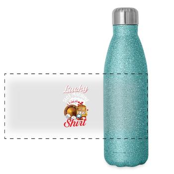 machine à sous porte-bonheur Motive Design - Gourde isotherme panoramique pailletée 500 ml - paillettes bleues - Devant