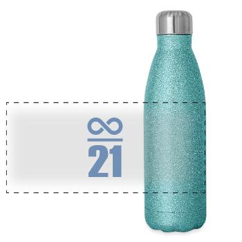 Infinite by 21 million Bitcoin - Panoramic Glitter Thermal Bottle 500 ml - blue glitter - Front