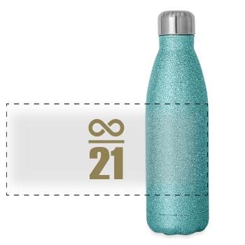 Infinite by 21 million Bitcoin - Panoramic Glitter Thermal Bottle 500 ml - blue glitter - Front