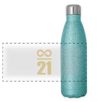 Infinite by 21 million Bitcoin - Panoramic Glitter Thermal Bottle 500 ml - blue glitter - Front