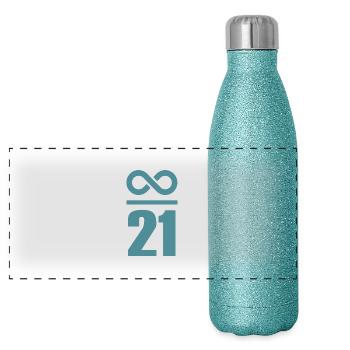 Infinite by 21 million Bitcoin - Panoramic Glitter Thermal Bottle 500 ml - blue glitter - Front