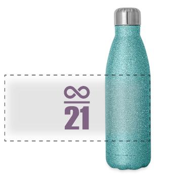 Infinite by 21 million Bitcoin - Panoramic Glitter Thermal Bottle 500 ml - blue glitter - Front