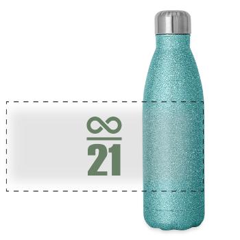 Infinite by 21 million Bitcoin - Panoramic Glitter Thermal Bottle 500 ml - blue glitter - Front
