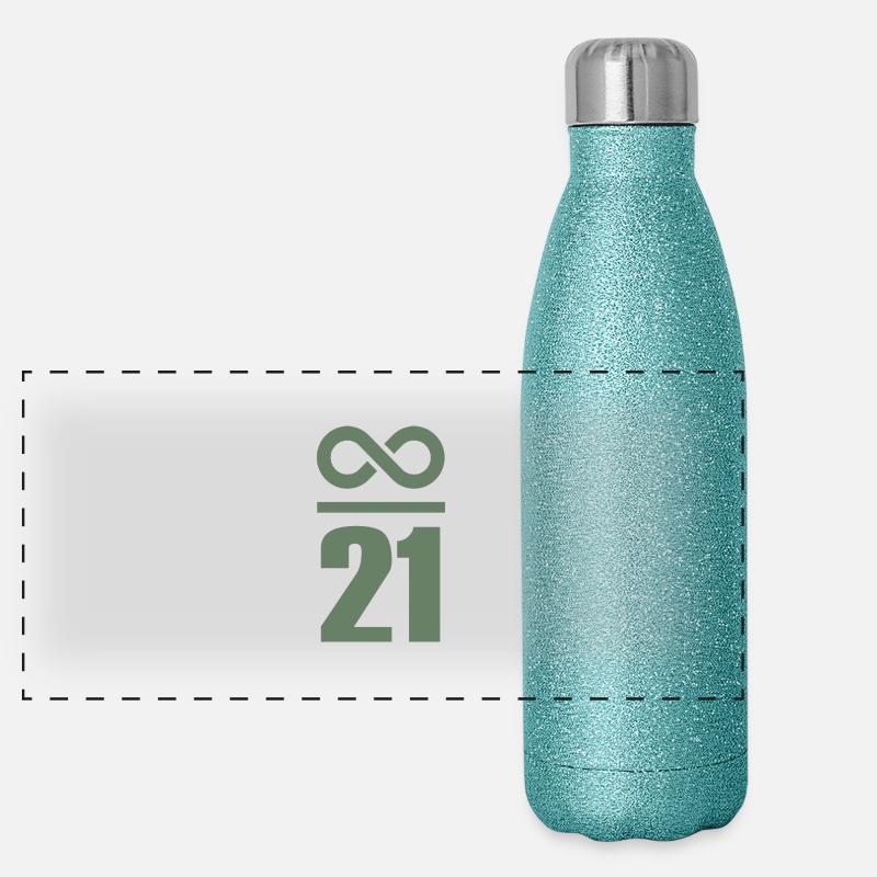 Unendlich durch 21 Millionen Bitcoin Panorama Glitzer Isolierflasche 500 ml