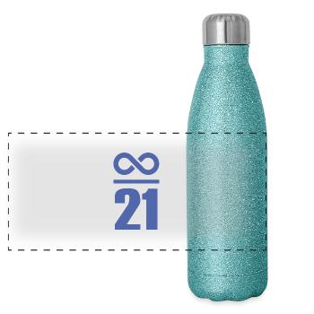 Infinite by 21 Million Bitcoin Infinite Who - Panoramic Glitter Thermal Bottle 500 ml - blue glitter - Front