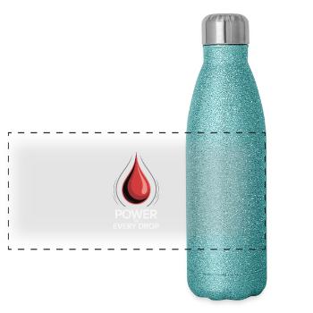 BLOOD, POWER IN EVERY DROP - Panoramic Glitter Thermal Bottle 500 ml - blue glitter - Front
