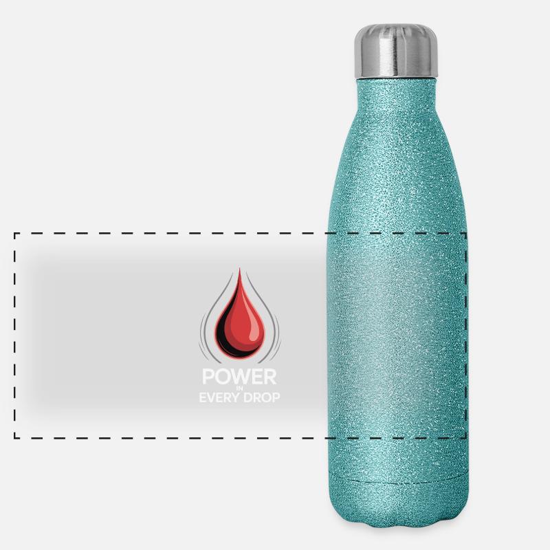 BLUT, KRAFT IN JEDEM TROPFEN Panorama Glitzer Isolierflasche 500 ml