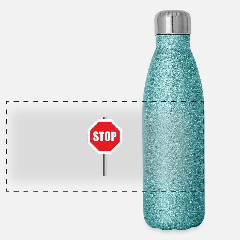 Stopschild Panorama Glitzer Isolierflasche 500 ml