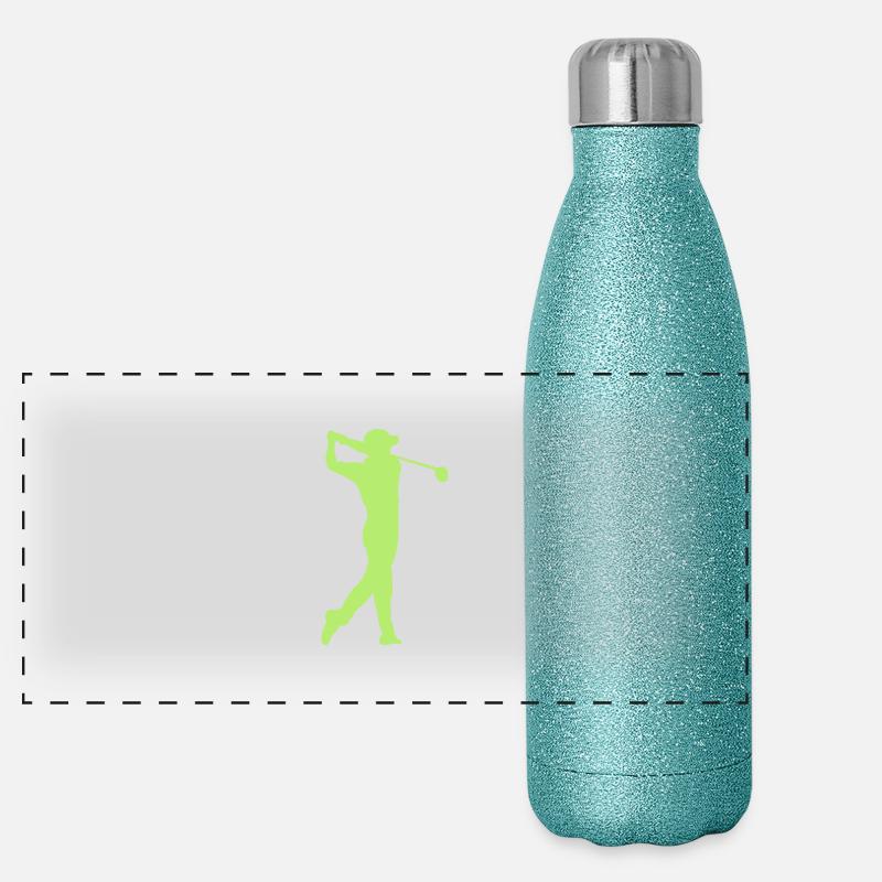golf swing golfer silhouette drive sport Panoramic Glitter Thermal Bottle 500 ml