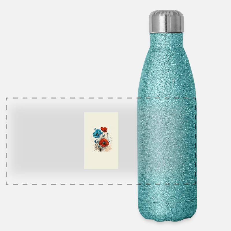 Mohnblumen Panorama Glitzer Isolierflasche 500 ml