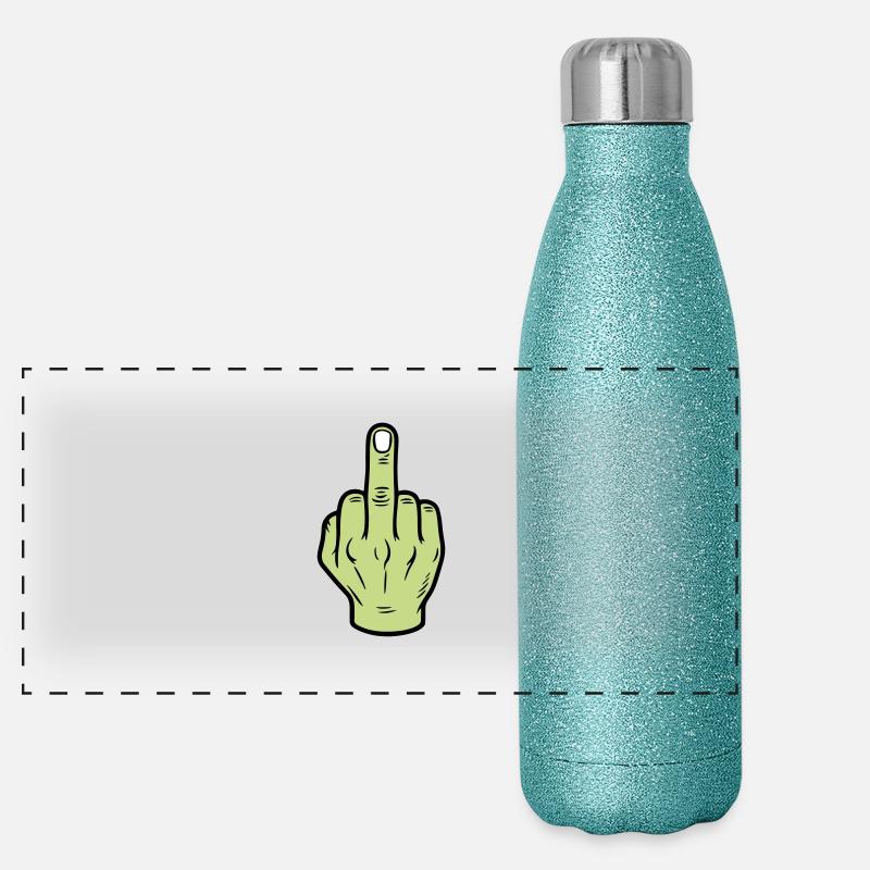 Middle Finger Hand Icon Panoramic Glitter Thermal Bottle 500 ml