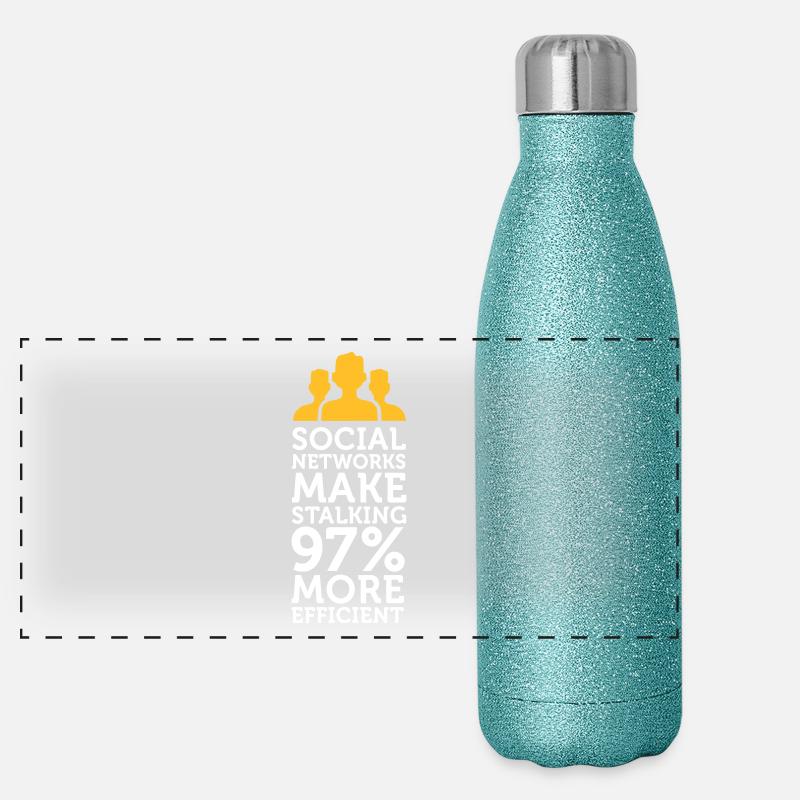 Social Networks Make Stalking Easier! Panoramic Glitter Thermal Bottle 500 ml