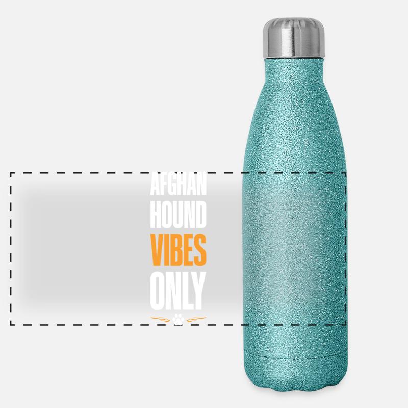 Vibrations de lévrier afghan uniquement Gourde isotherme panoramique pailletée 500 ml