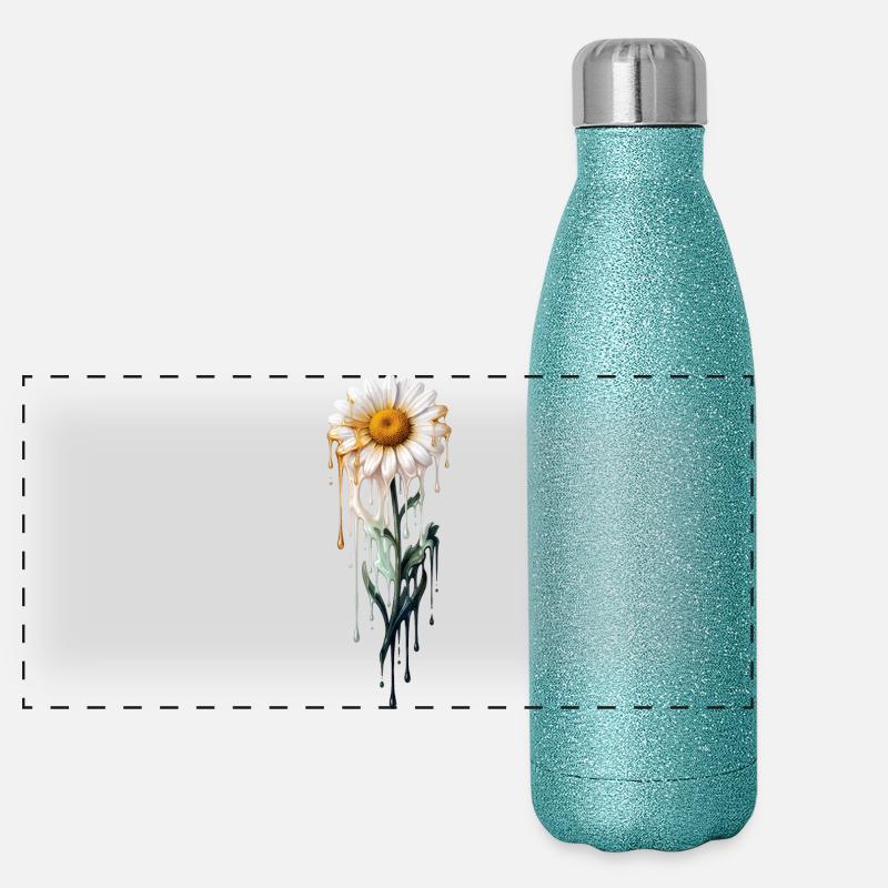 Daisy mit tropfender Farbe Panorama Glitzer Isolierflasche 500 ml