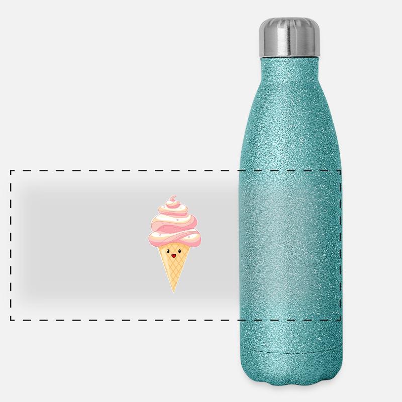 Kawaii - Eis auf Hörnchen Panorama Glitzer Isolierflasche 500 ml