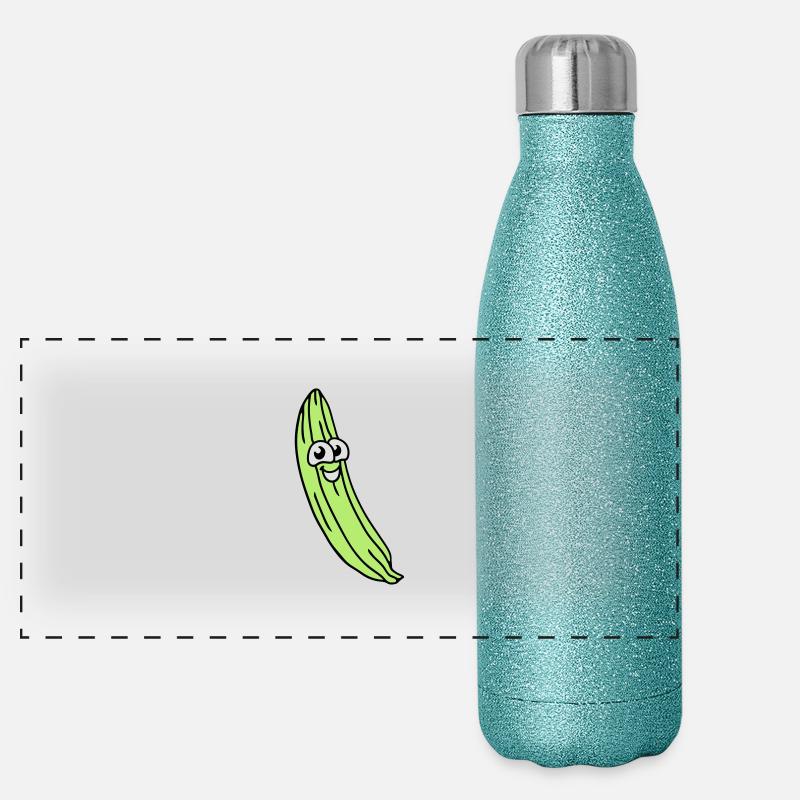 süße Gurke Panorama Glitzer Isolierflasche 500 ml