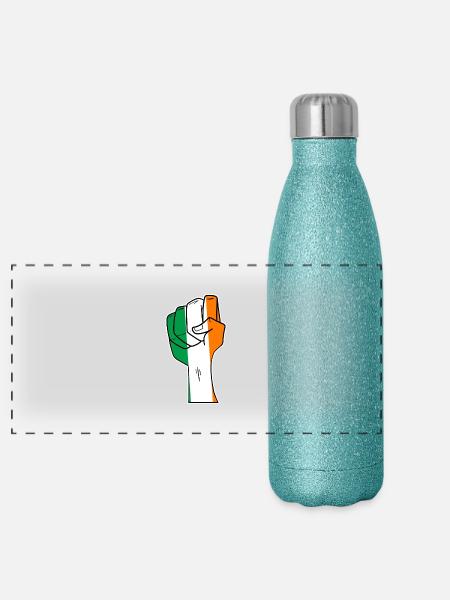 Irlande - Gourde isotherme panoramique pailletée 500 ml - paillettes bleues - Devant