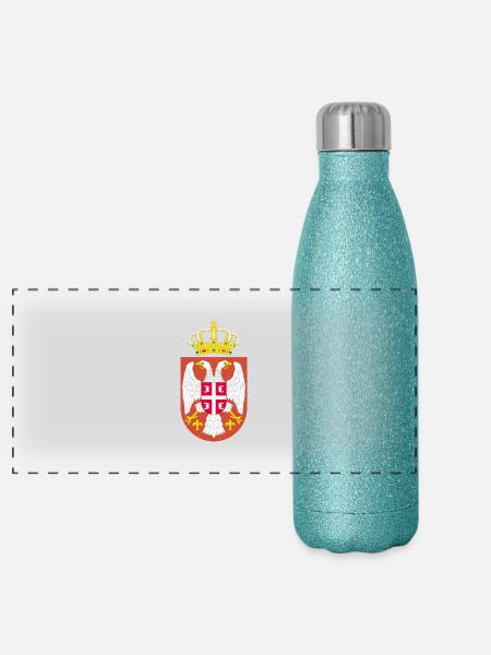 Serbischer Adler - Panorama Glitzer Isolierflasche 500 ml - Blau Glitzer - Vorne