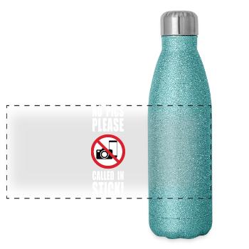 No Pics Please Called in Sick - Panoramic Glitter Thermal Bottle 500 ml - blue glitter - Front