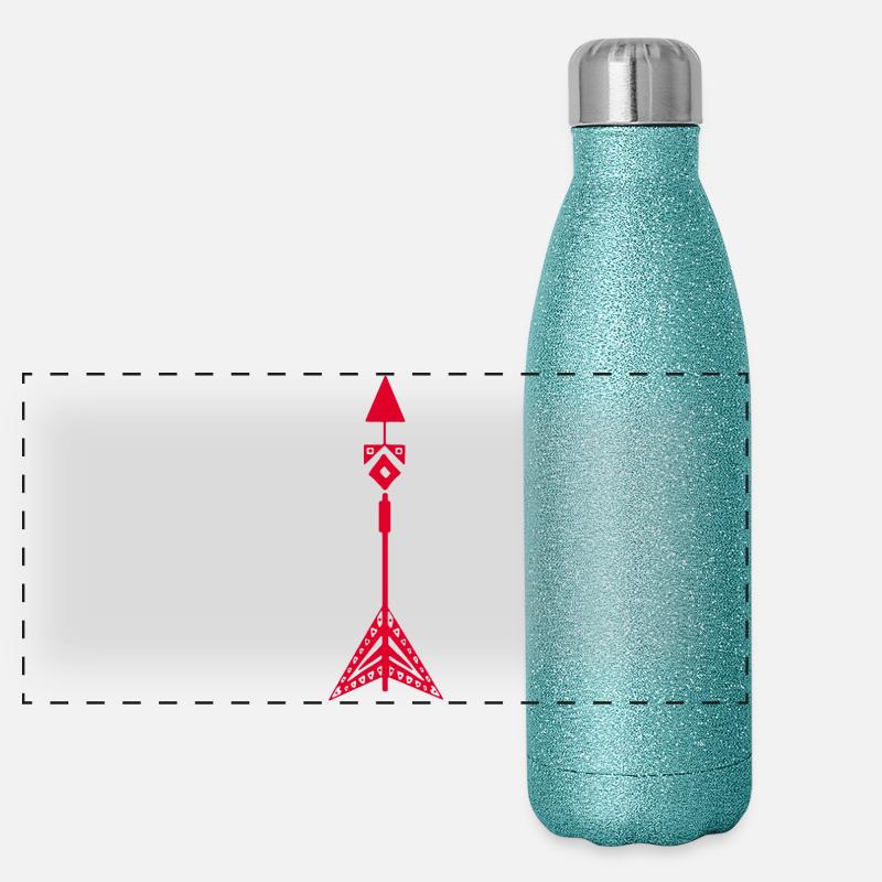 Rotes Symbol eines Pfeils der amerikanischen Ureinwohner Panorama Glitzer Isolierflasche 500 ml