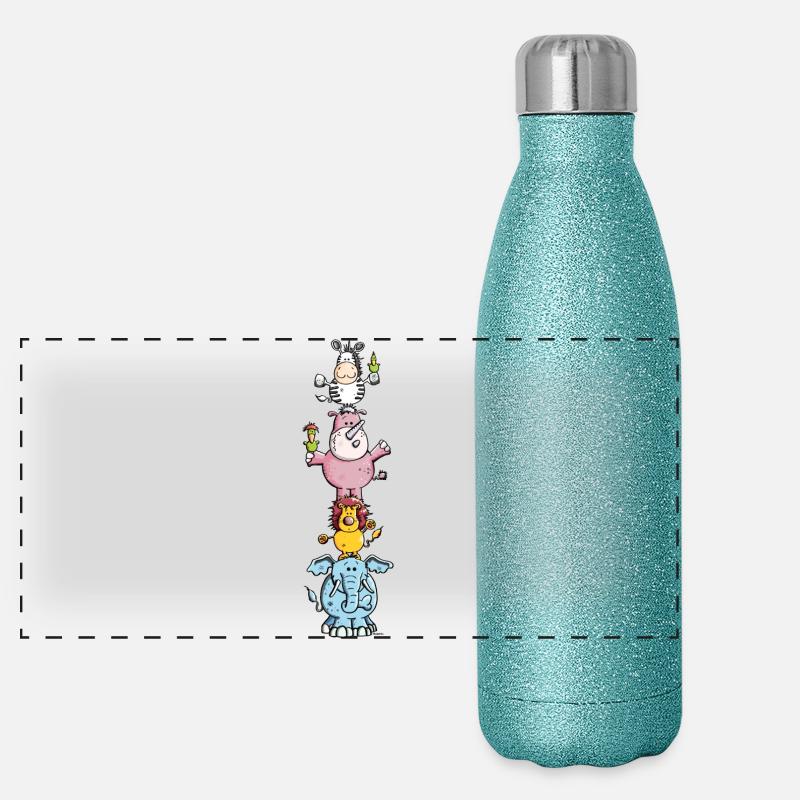 Kunterbunter Tier Zirkus - Zoo Panorama Glitzer Isolierflasche 500 ml