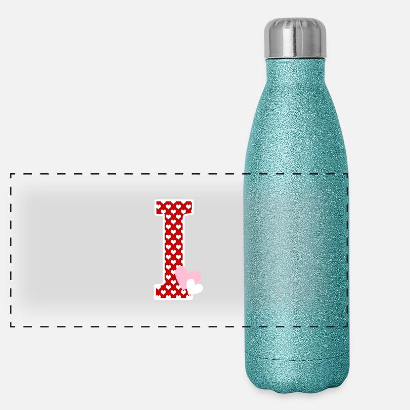 Lettre i cœur Gourde isotherme panoramique pailletée 500 ml