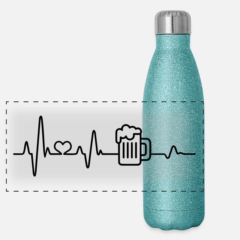 Bier Herzschlag Bierkrug Biertrinker Biergarten Panorama Glitzer Isolierflasche 500 ml