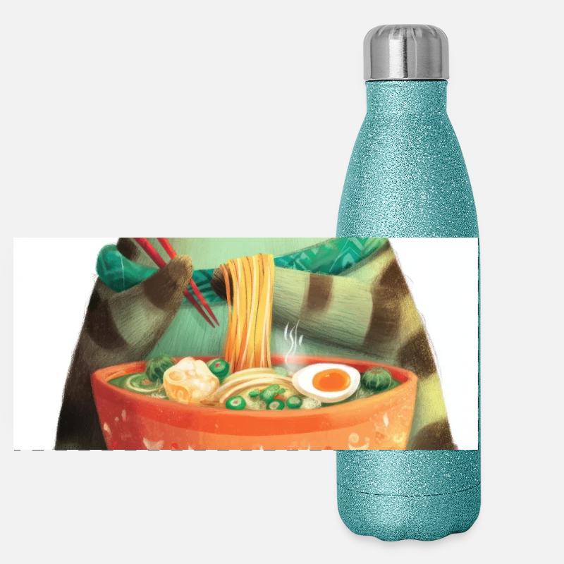Ramen Cat Feast Panoramic Glitter Thermal Bottle 500 ml