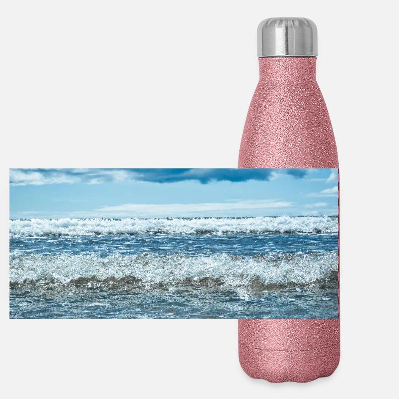 Wave noise - Panoramic Glitter Thermal Bottle 500 ml - pink glitter