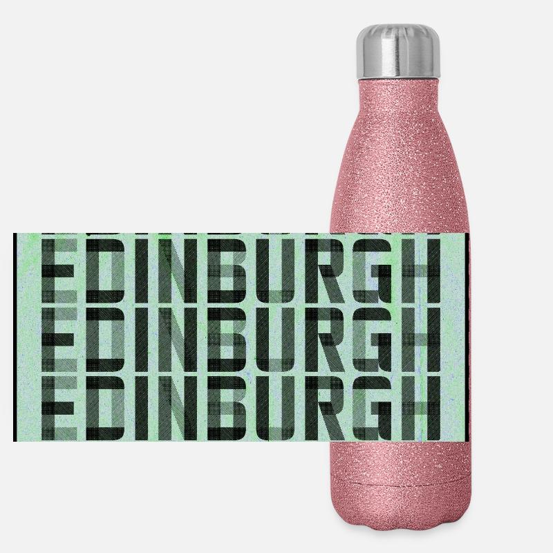 Edinburgh Grid Muster Panorama Glitzer Isolierflasche 500 ml