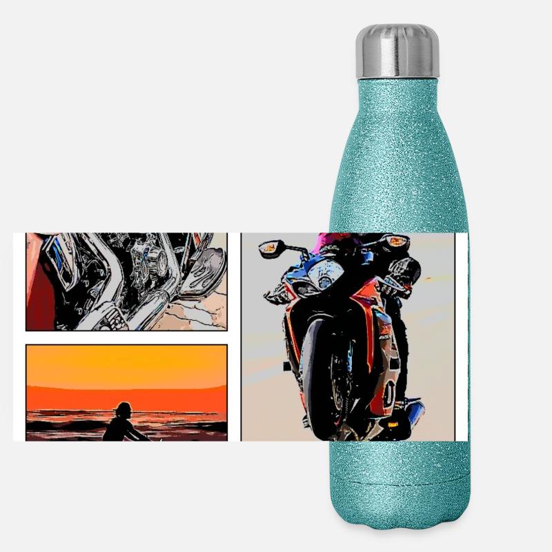 Le plaisir de la moto Gourde isotherme panoramique pailletée 500 ml