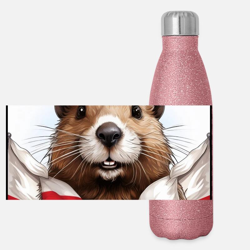 Drapeau de la Pologne du Beaver Gourde isotherme panoramique pailletée 500 ml