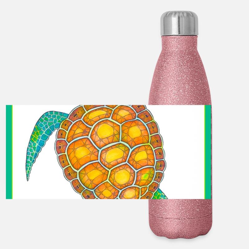 Sea Turtle Hand Drawn Panoramic Glitter Thermal Bottle 500 ml