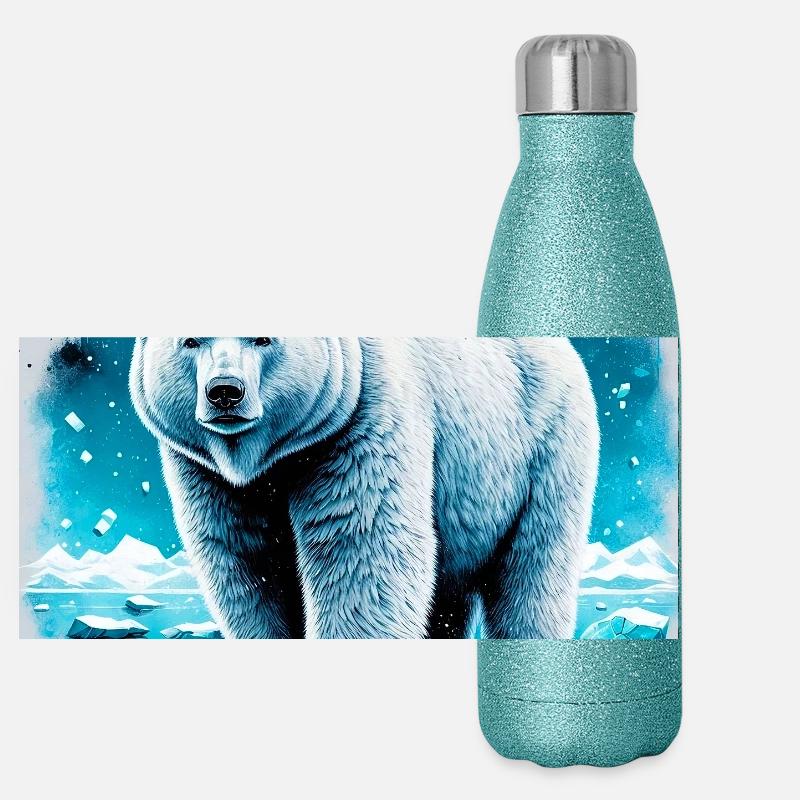 ours blanc Gourde isotherme panoramique pailletée 500 ml