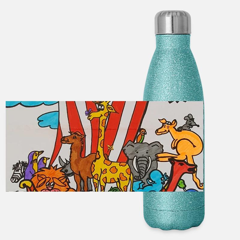 Ground Floor Noah's Ark I Animals I Nature Panoramic Glitter Thermal Bottle 500 ml