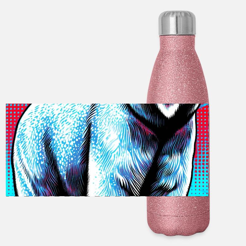 polar bear - Panoramic Glitter Thermal Bottle 500 ml - pink glitter