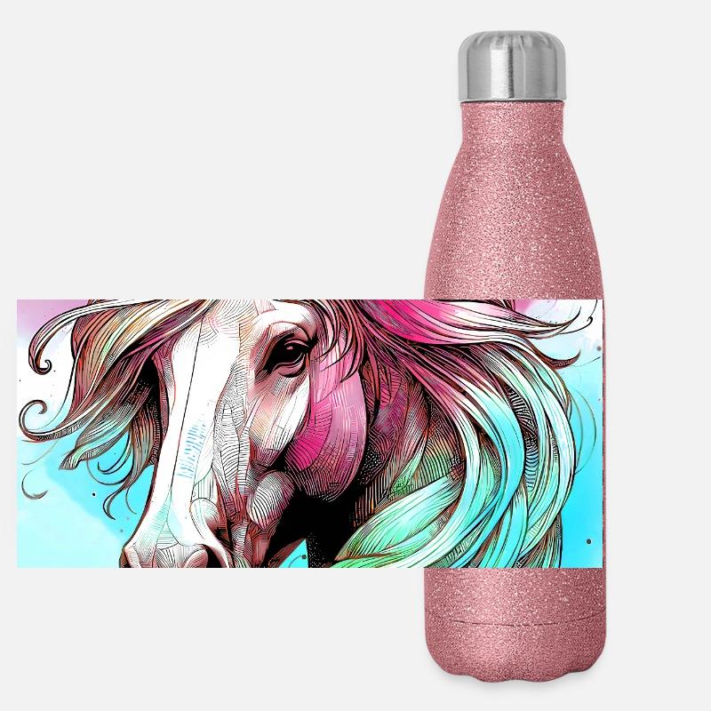 Pferd Panorama Glitzer Isolierflasche 500 ml