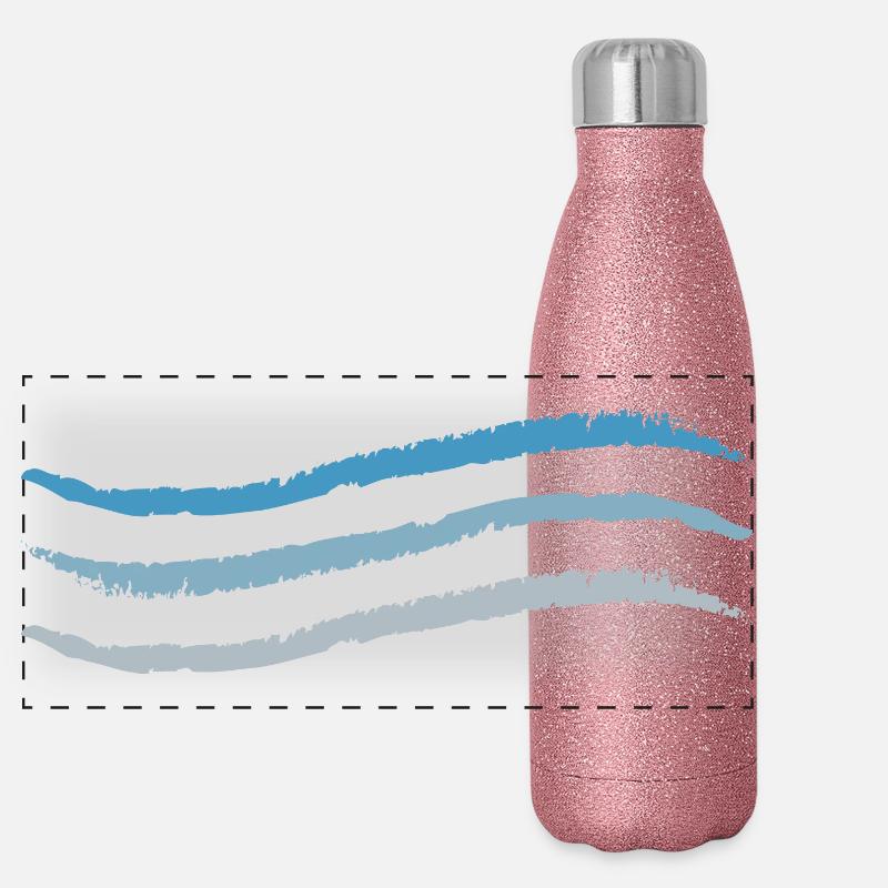 3 dirty lines blue to grey wave Panoramic Glitter Thermal Bottle 500 ml