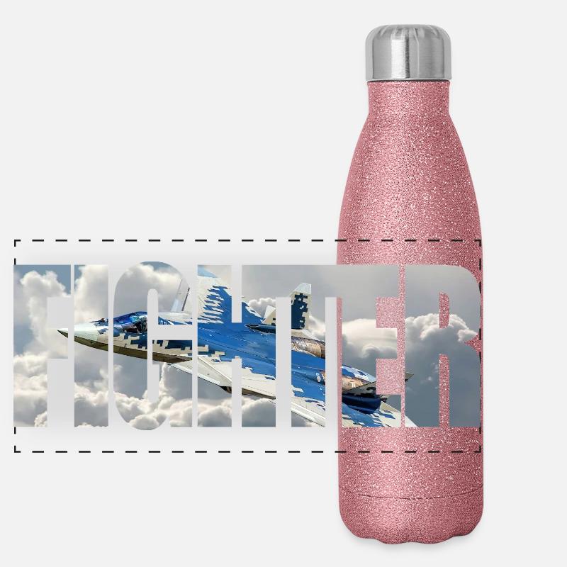 Fighter Su-57 Panorama Glitzer Isolierflasche 500 ml