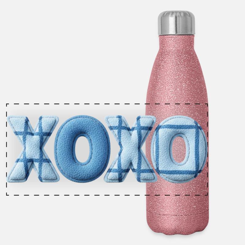 XOXO Patchwork Look mit Stoff Optik Panorama Glitzer Isolierflasche 500 ml