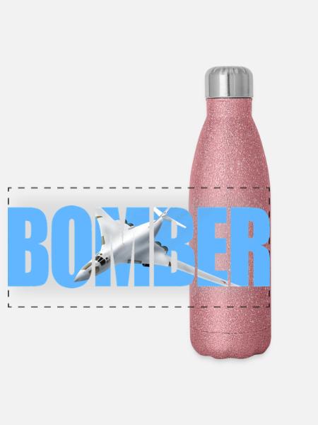 Bomber Tu-160 - Panorama Glitzer Isolierflasche 500 ml - Pink Glitzer - Vorne