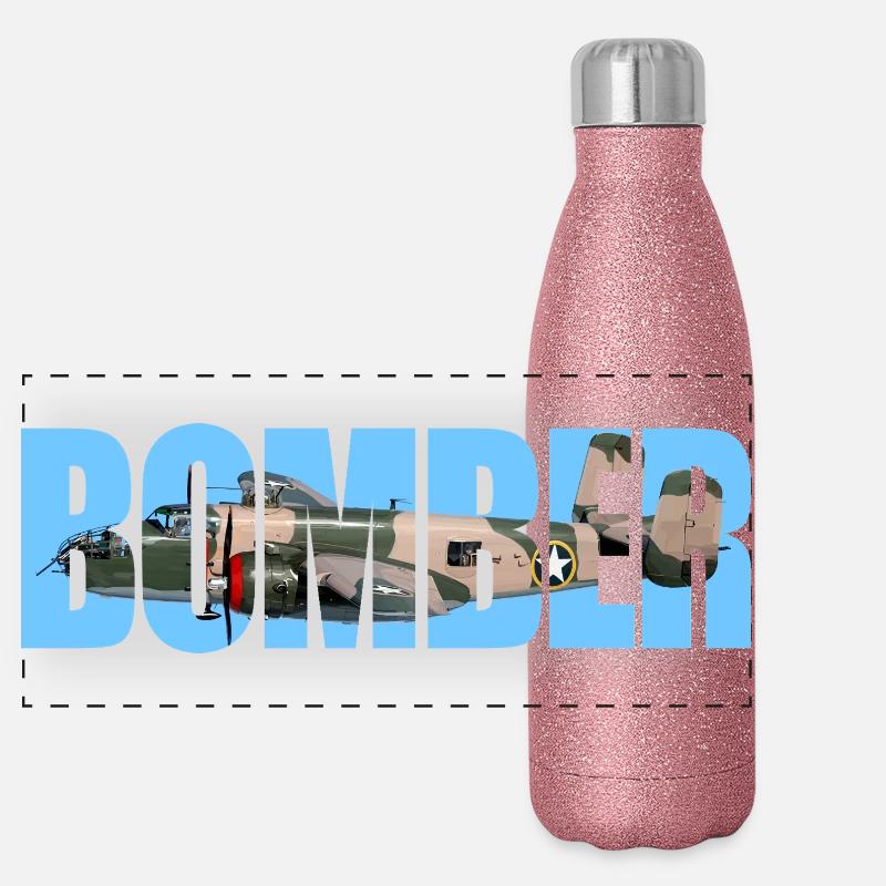 Bomber B-25 Mitchell Panorama Glitzer Isolierflasche 500 ml
